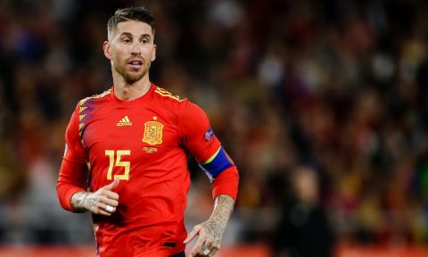 Sergio Ramos caught on the camera in the Spain jersey.